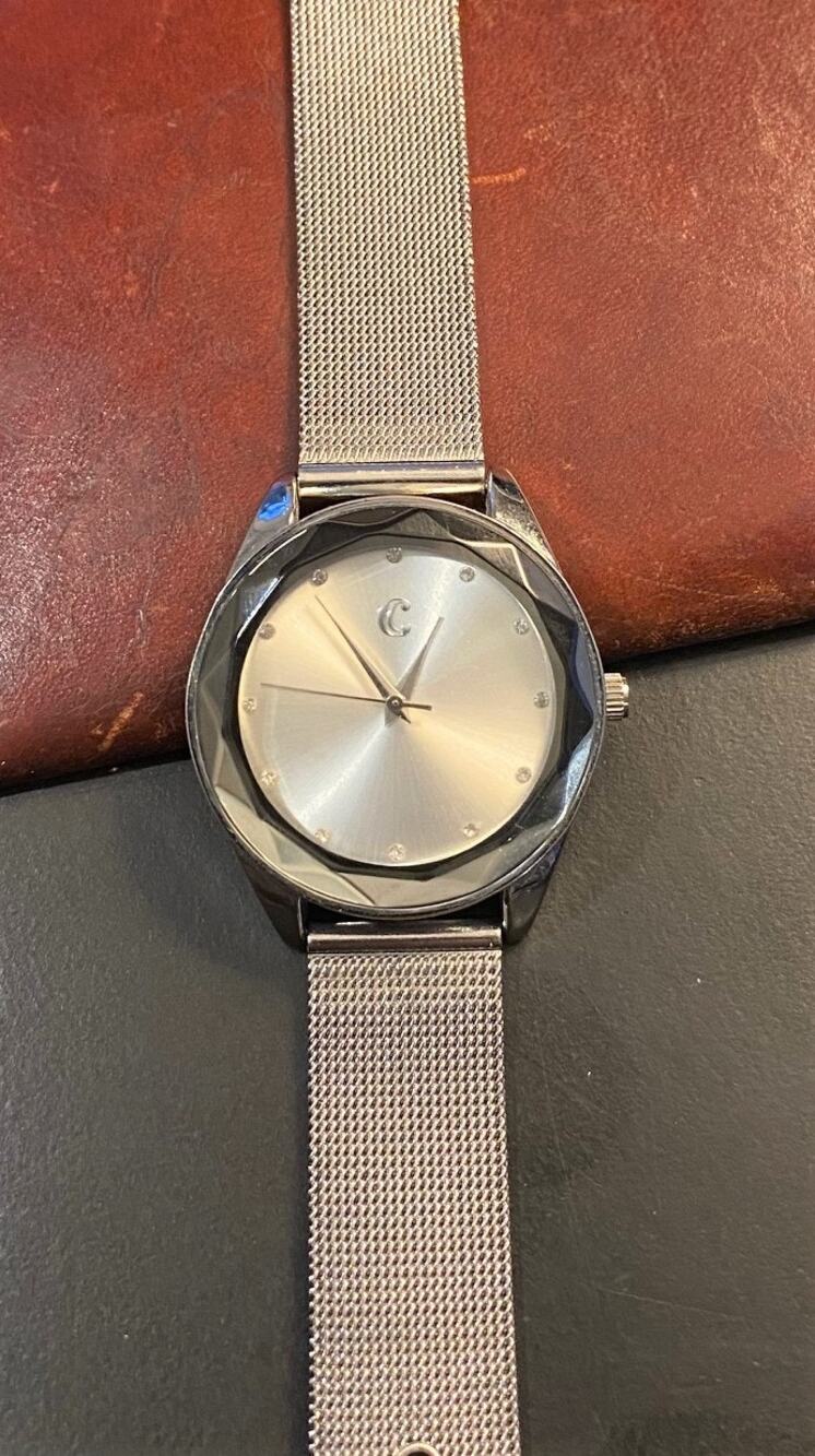 Women's 35mm Silver Tone Charming Charlie Watch, Faceted Crystal